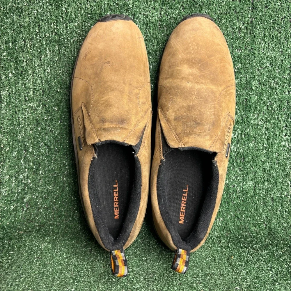 Merrell Jungle Moc Waterproof Suede Slip On Outdoor Hiking Shoe Brown Mens Sz 13